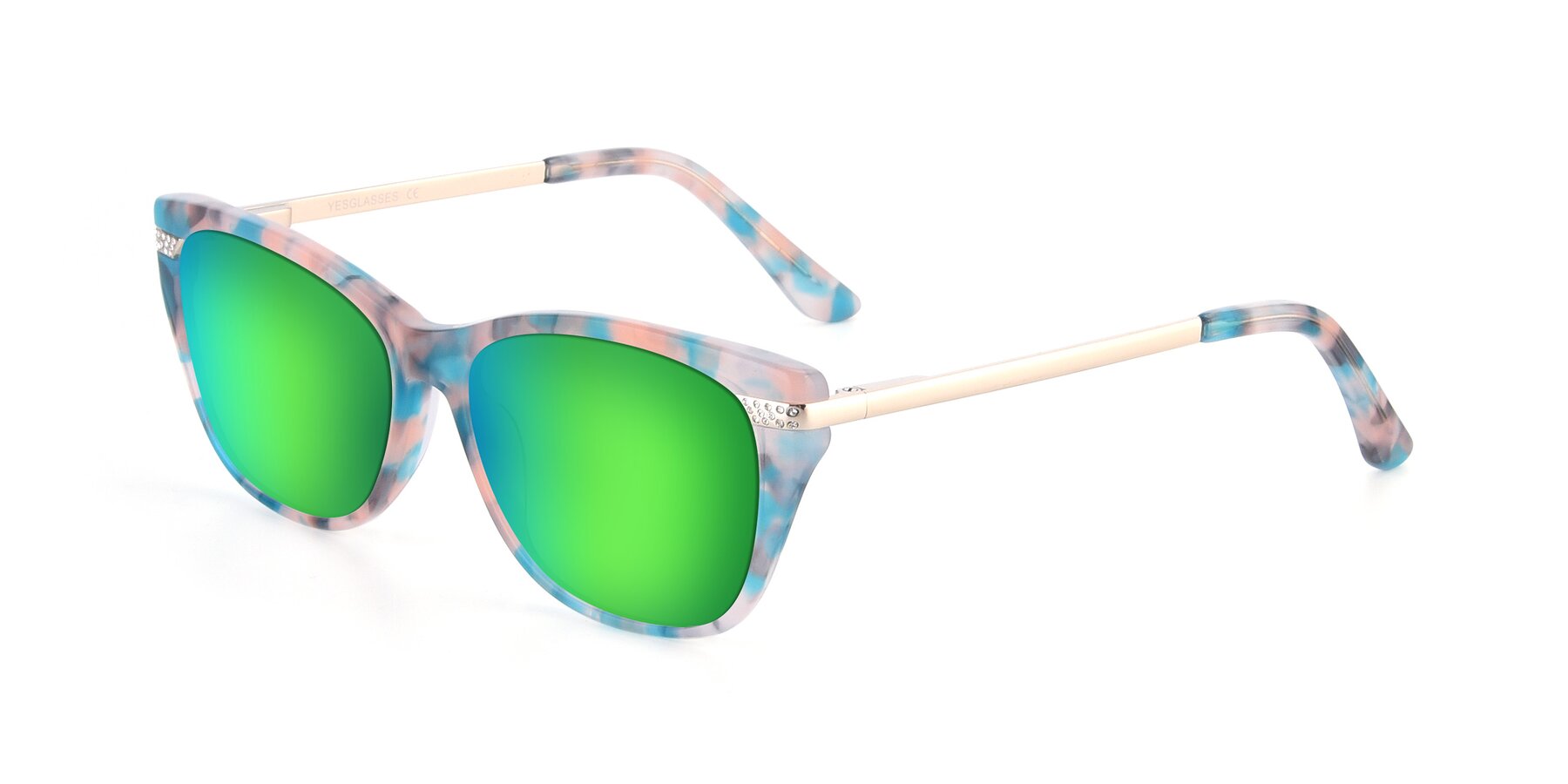 Angle of 17515 in Floral with Green Mirrored Lenses