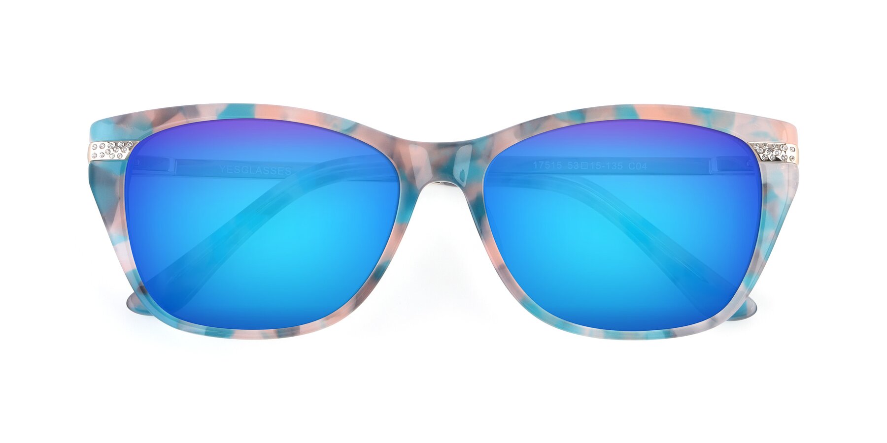 Folded Front of 17515 in Floral with Blue Mirrored Lenses