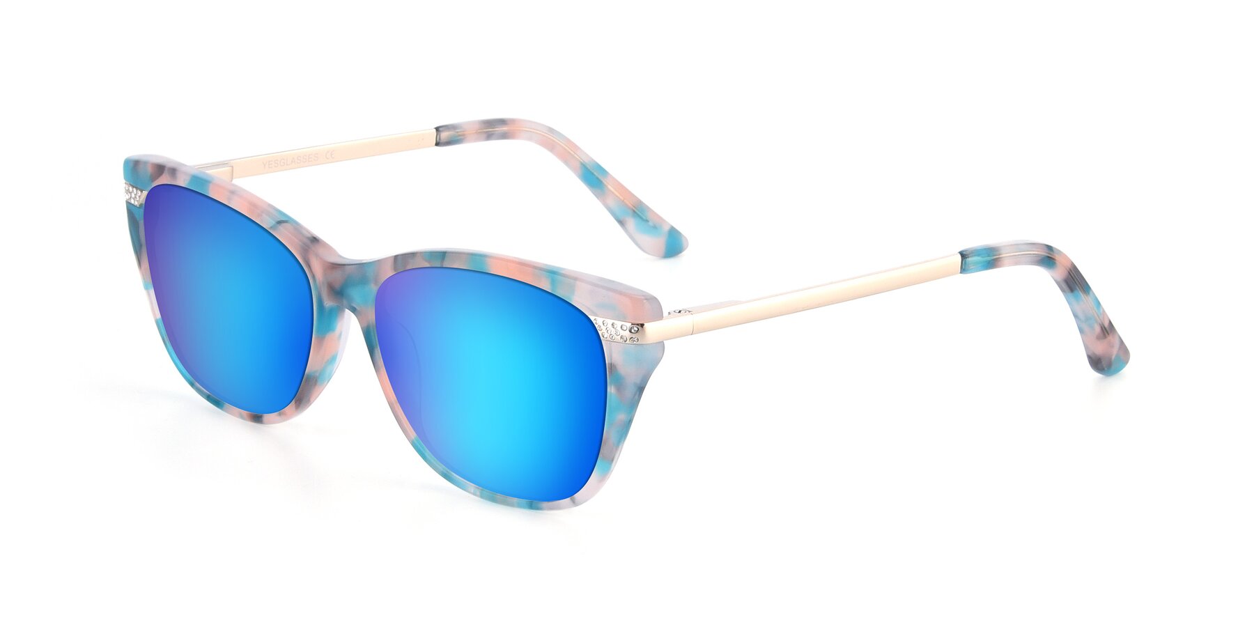 Angle of 17515 in Floral with Blue Mirrored Lenses