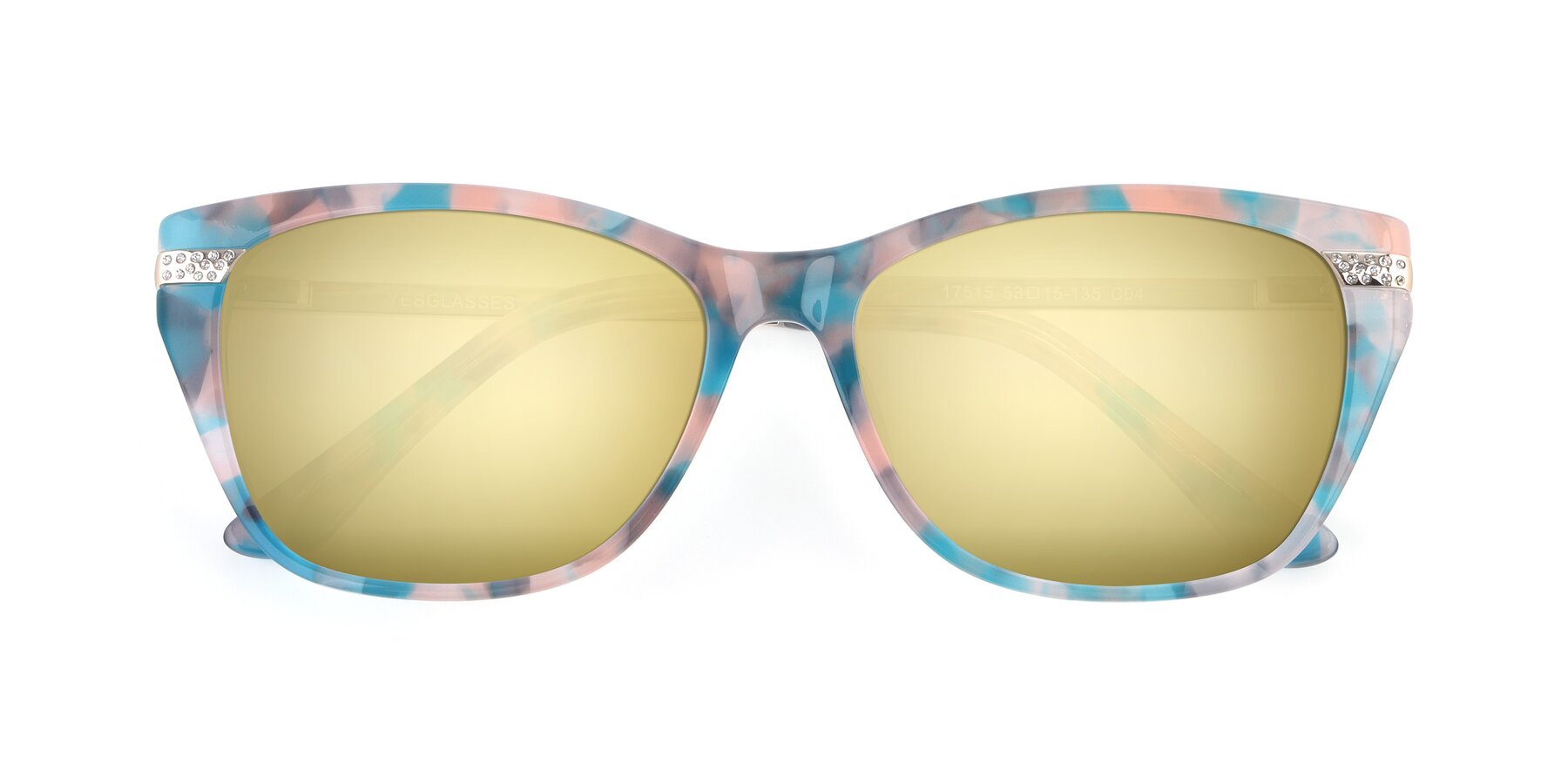 Folded Front of 17515 in Floral with Gold Mirrored Lenses