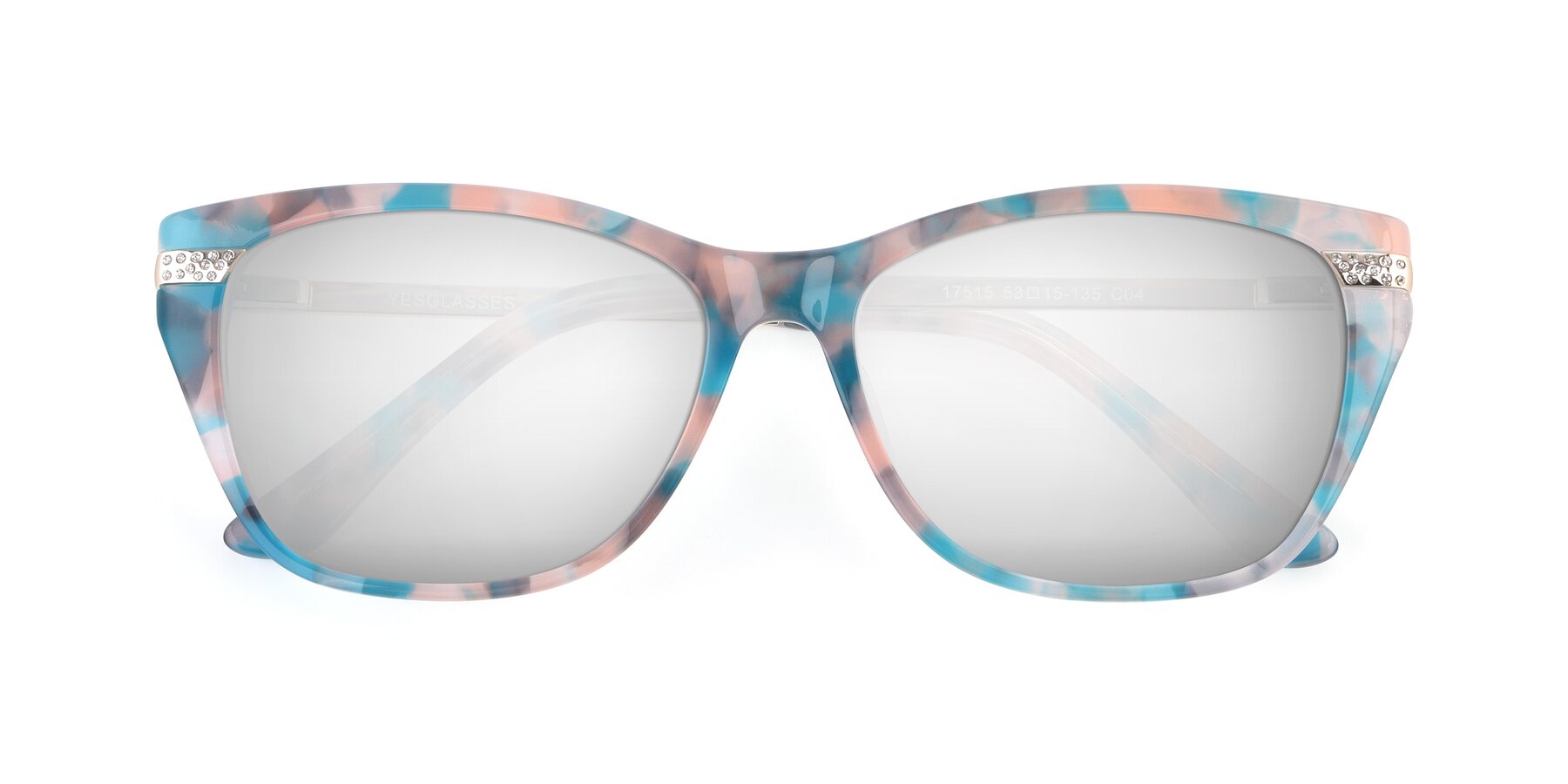 Folded Front of 17515 in Floral with Silver Mirrored Lenses