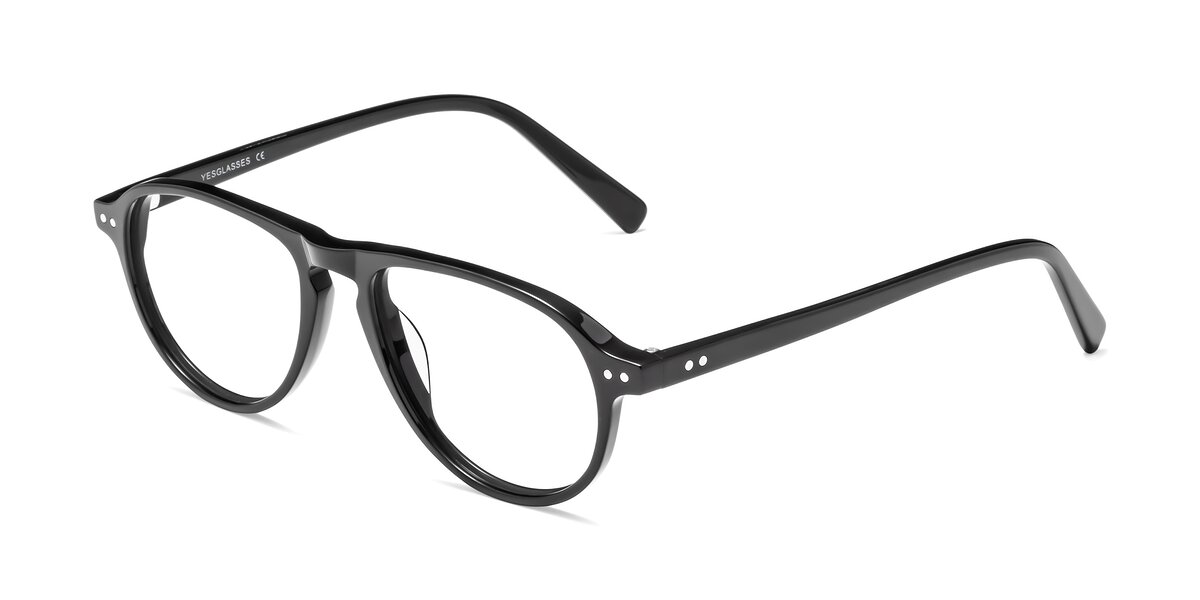 Black Grandpa Keyhole Bridge Aviator Eyeglasses - 17544