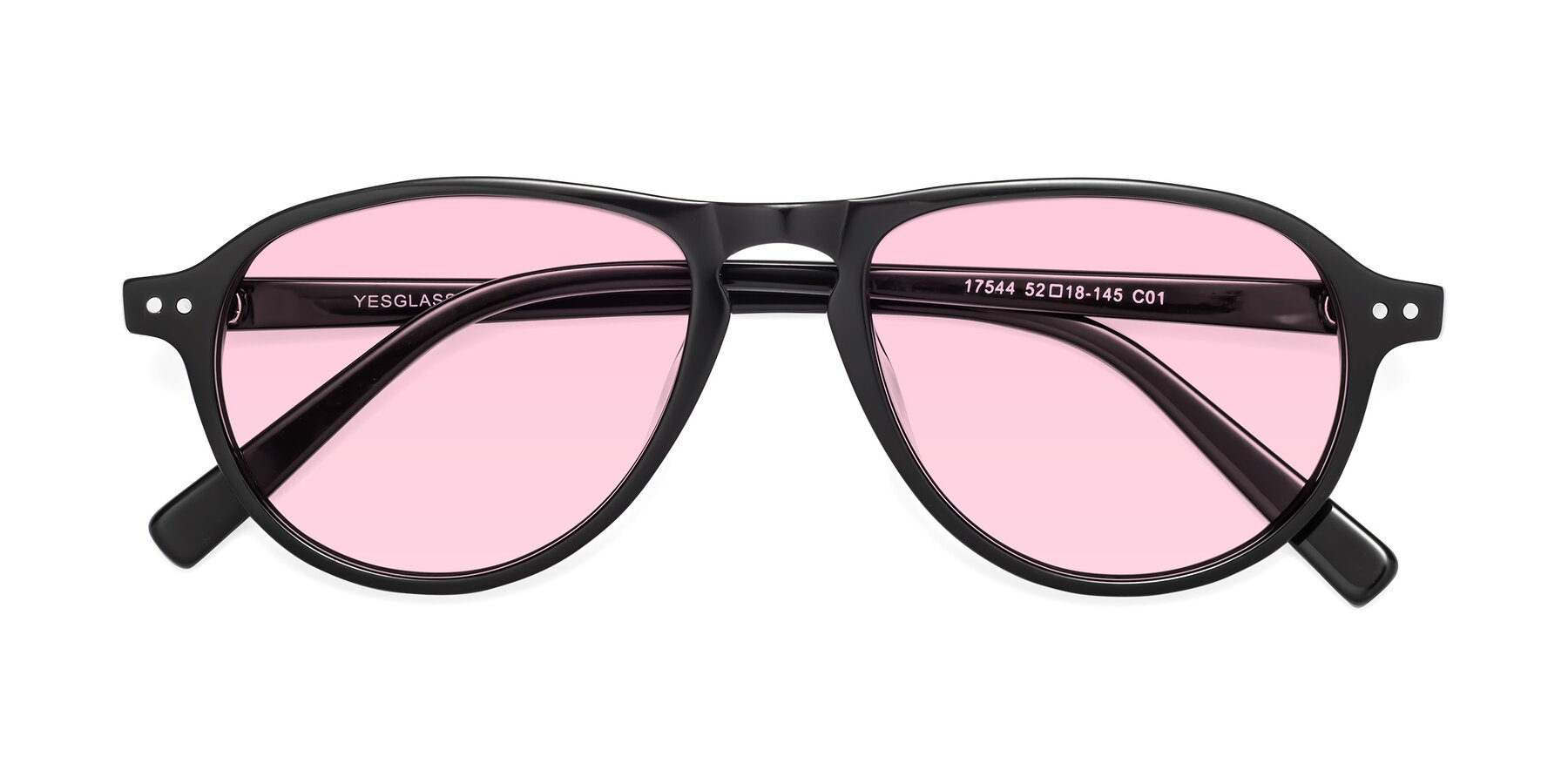 Folded Front of 17544 in Black with Light Pink Tinted Lenses