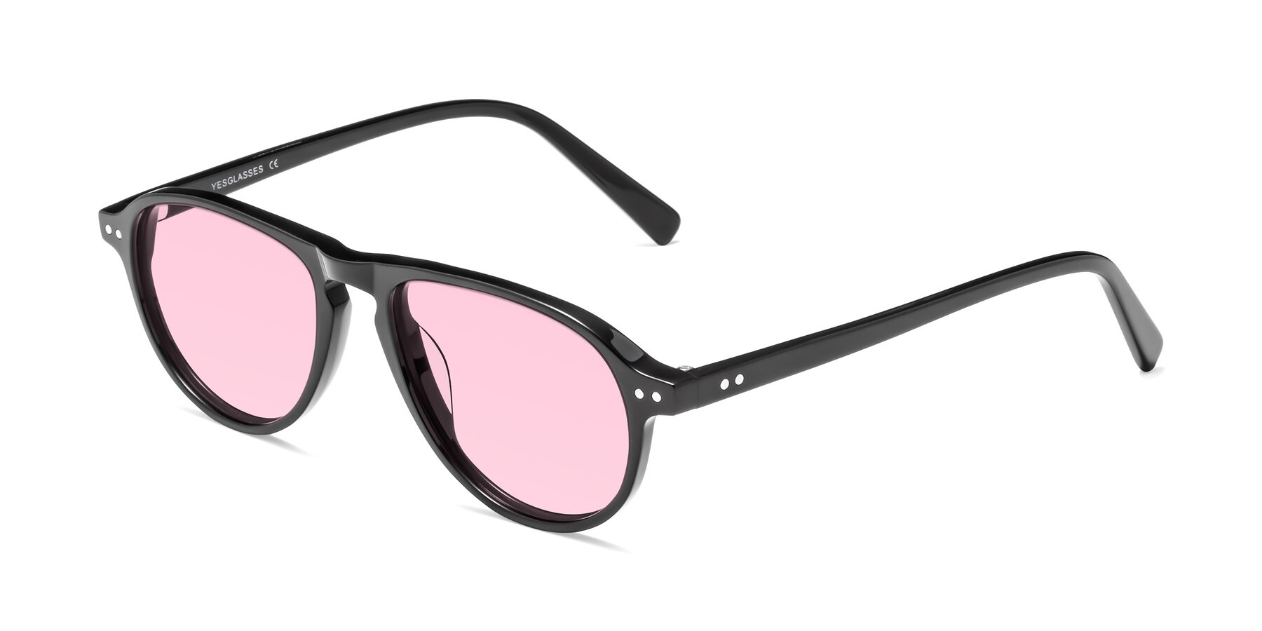 Angle of 17544 in Black with Light Pink Tinted Lenses