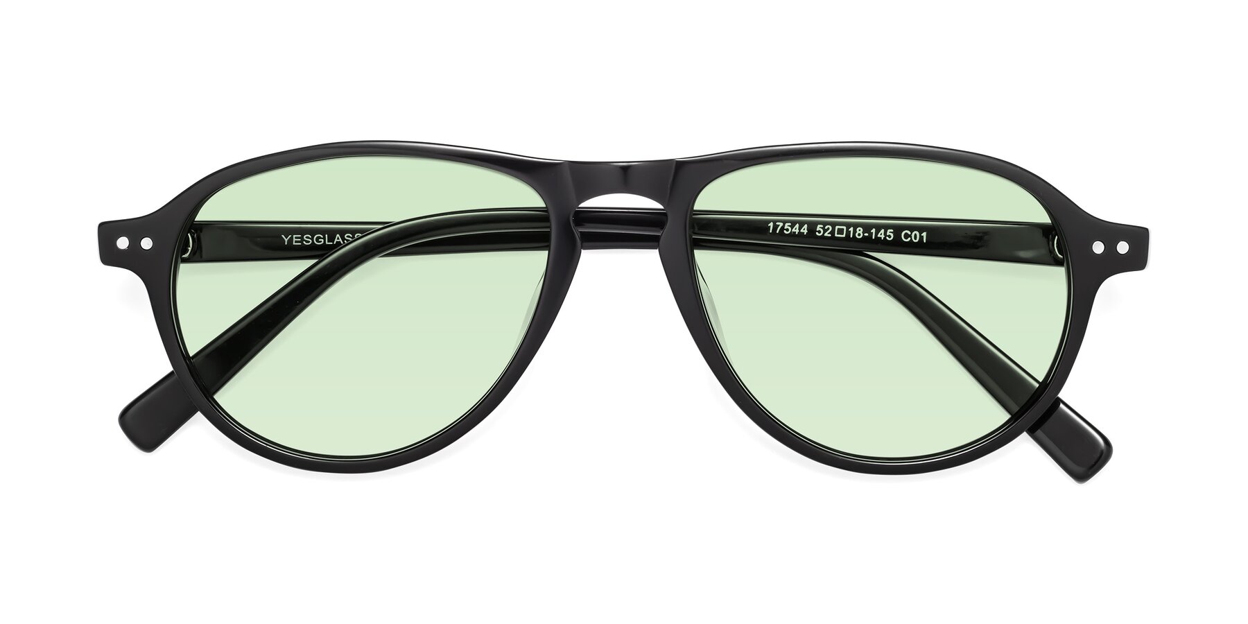 Folded Front of 17544 in Black with Light Green Tinted Lenses