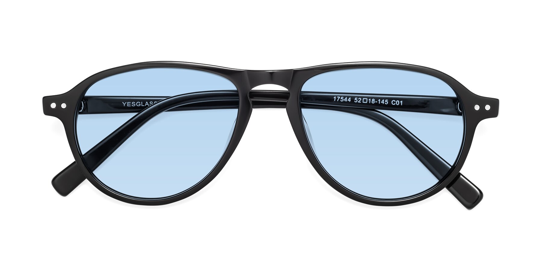 Folded Front of 17544 in Black with Light Blue Tinted Lenses