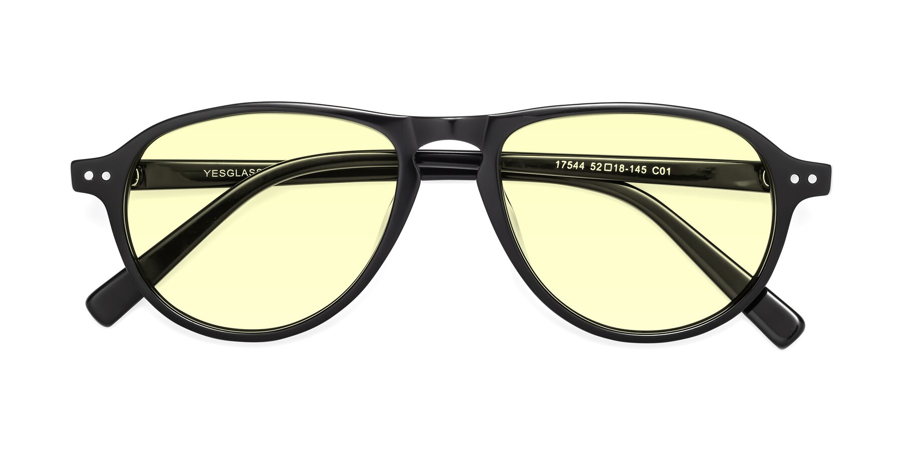 Folded Front of 17544 in Black with Light Yellow Tinted Lenses