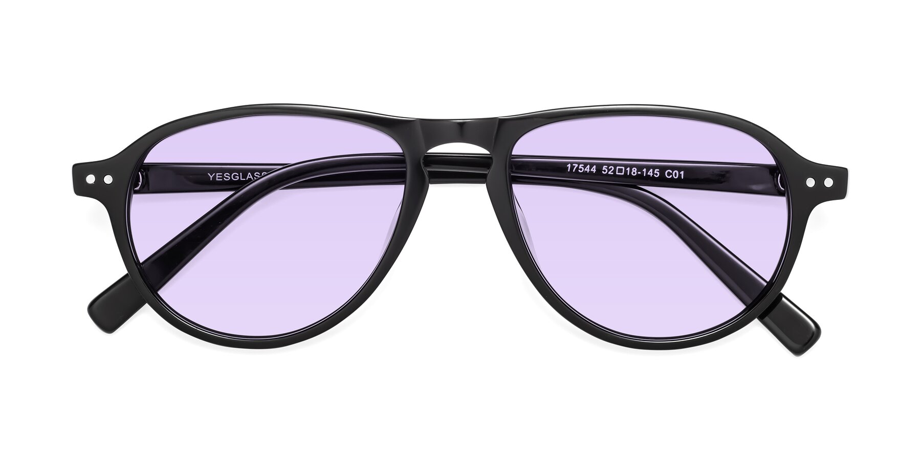 Folded Front of 17544 in Black with Light Purple Tinted Lenses