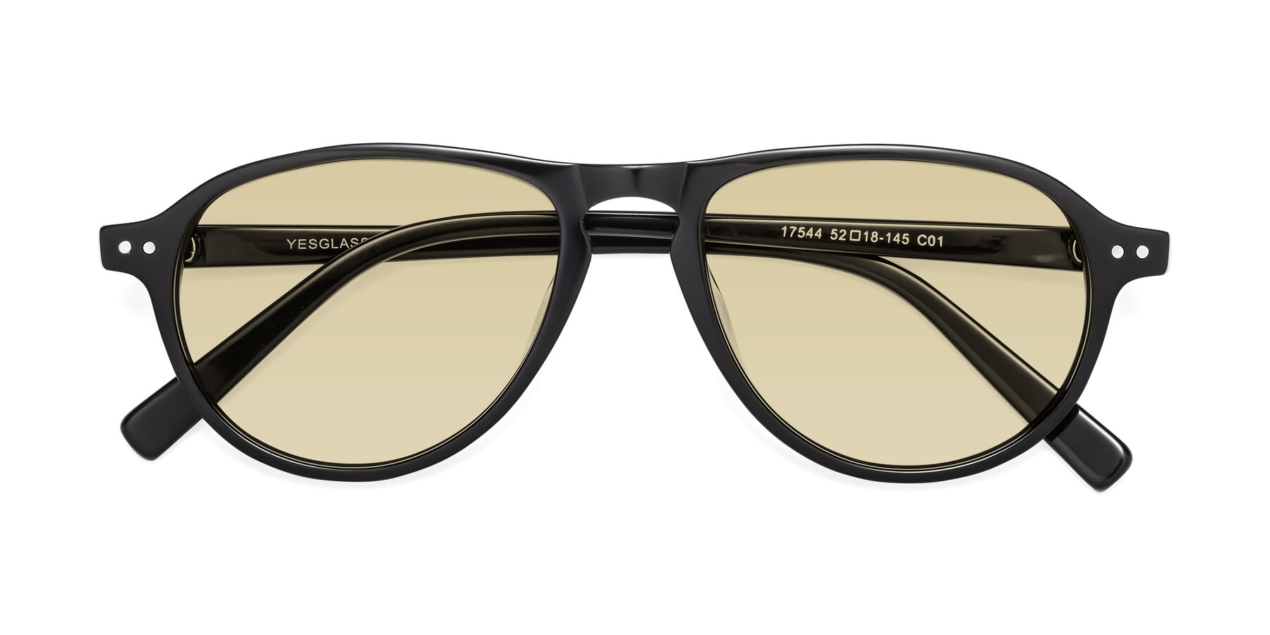 Folded Front of 17544 in Black with Light Champagne Tinted Lenses