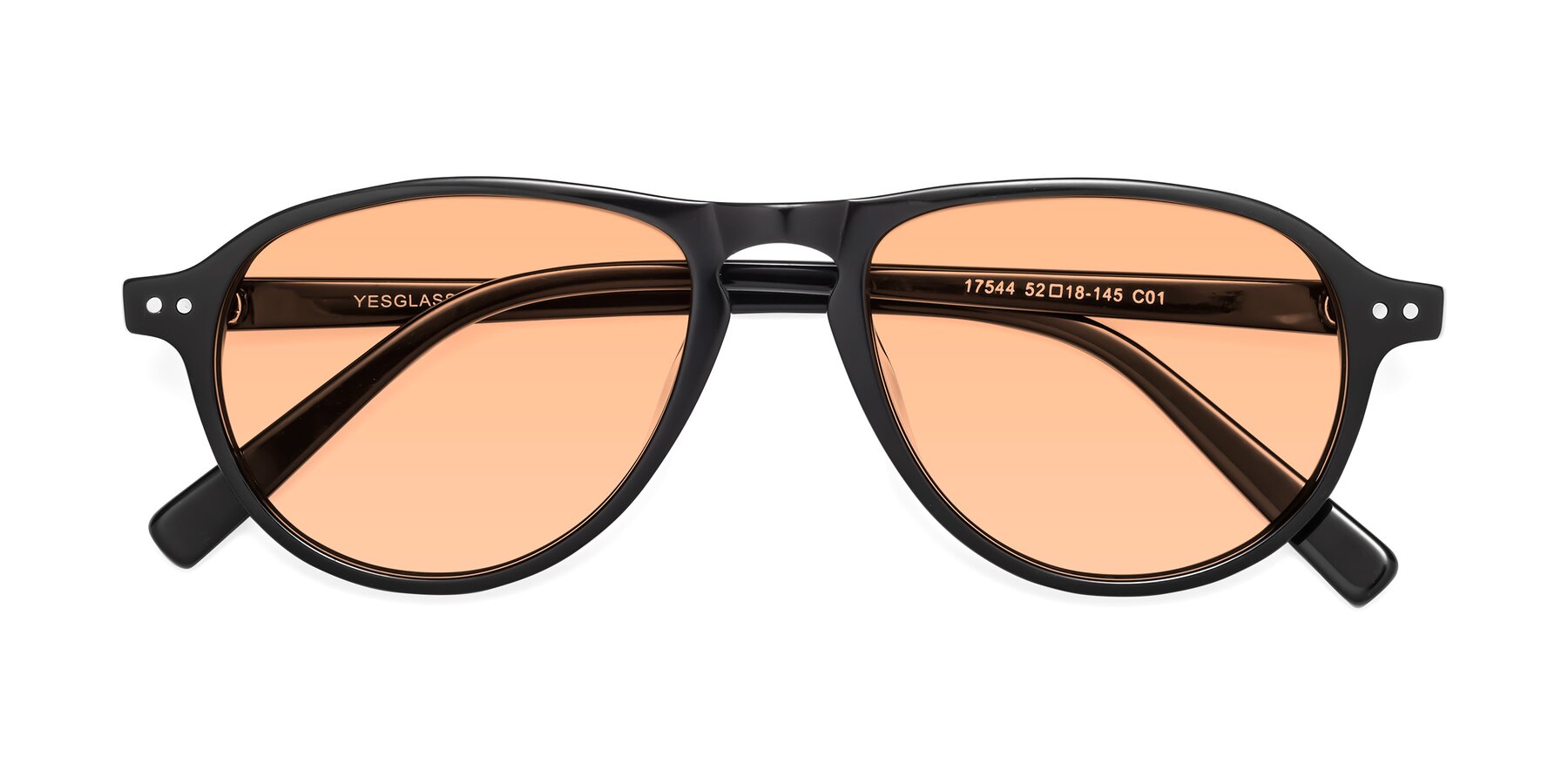 Folded Front of 17544 in Black with Light Orange Tinted Lenses