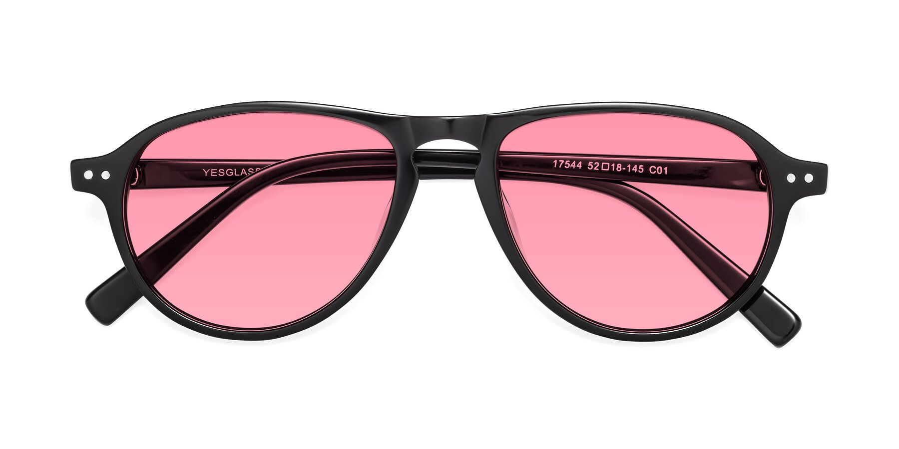 Folded Front of 17544 in Black with Pink Tinted Lenses