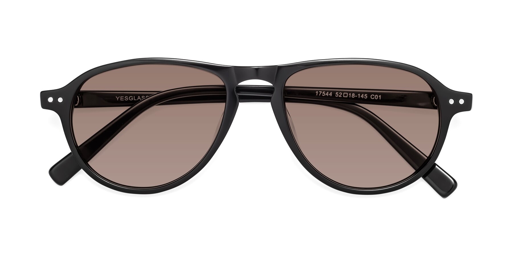 Folded Front of 17544 in Black with Medium Brown Tinted Lenses