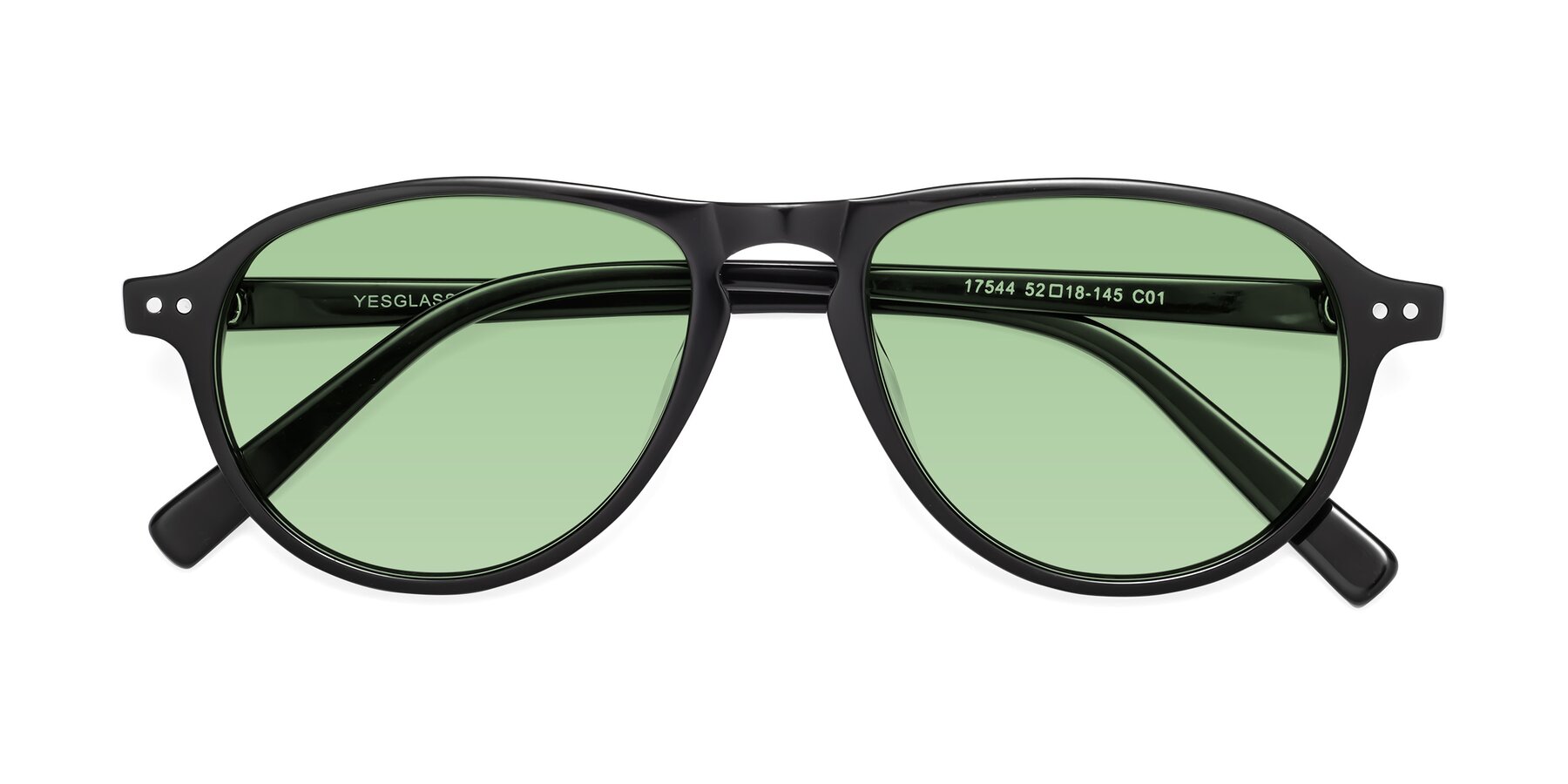 Folded Front of 17544 in Black with Medium Green Tinted Lenses