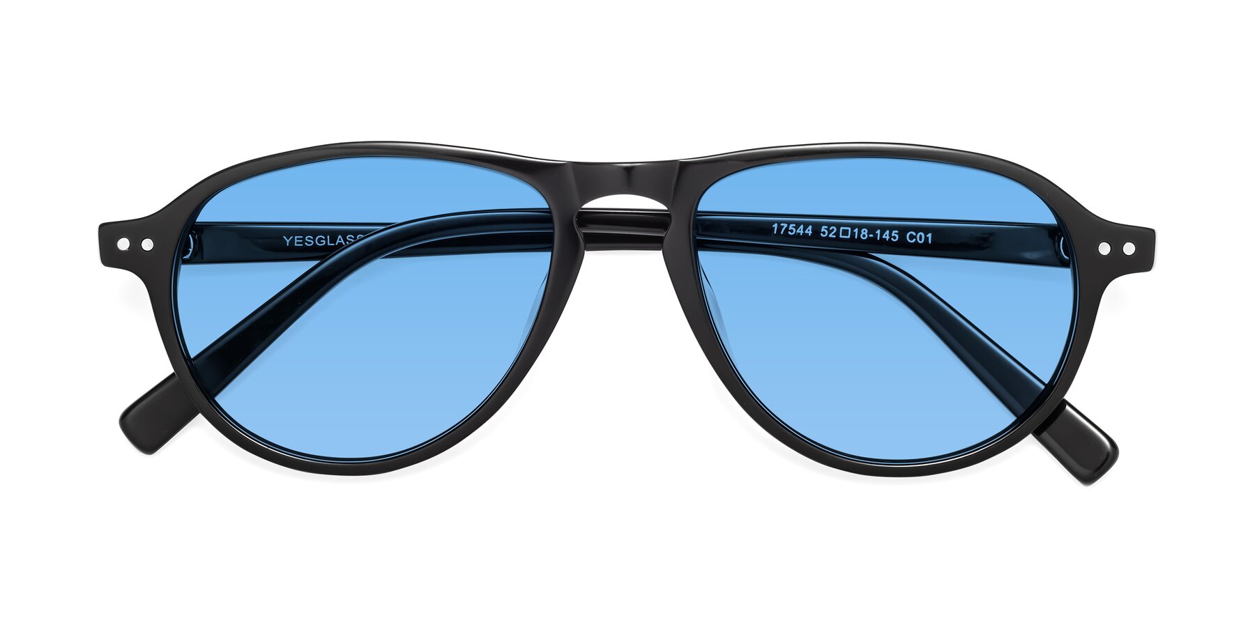 Folded Front of 17544 in Black with Medium Blue Tinted Lenses
