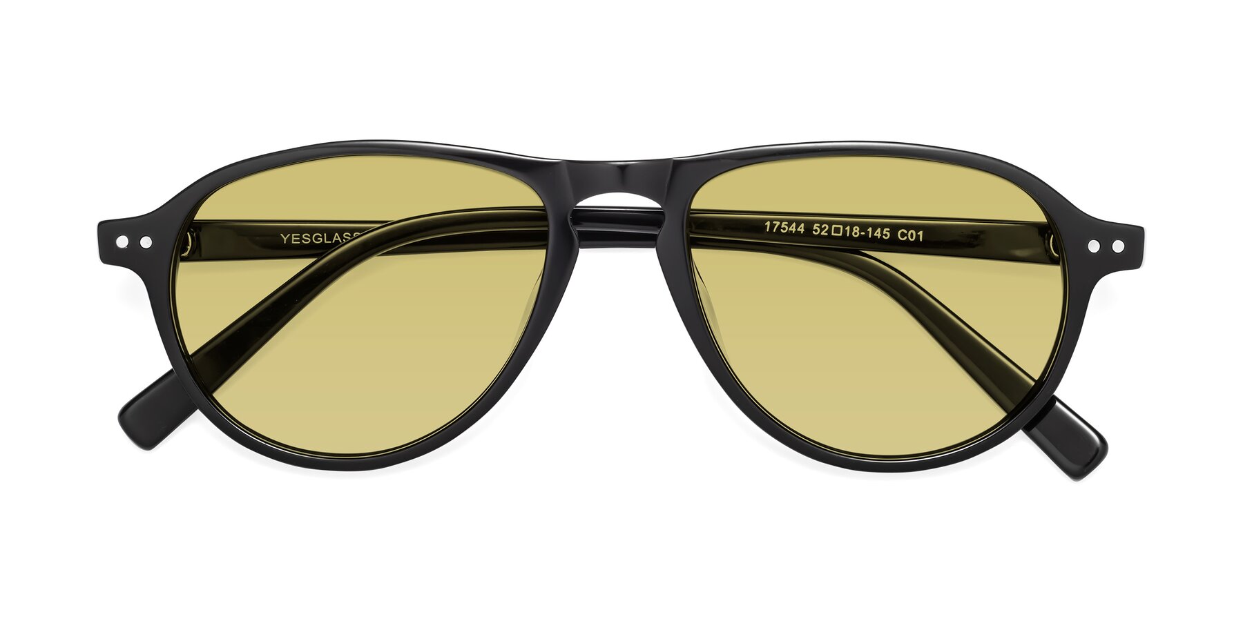Folded Front of 17544 in Black with Medium Champagne Tinted Lenses