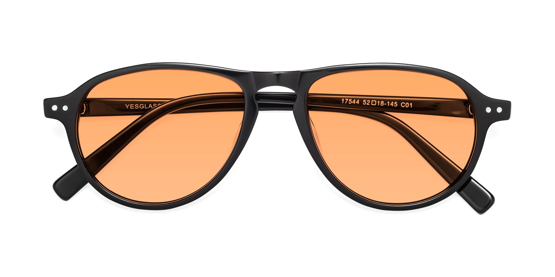 Folded Front of 17544 in Black with Medium Orange Tinted Lenses