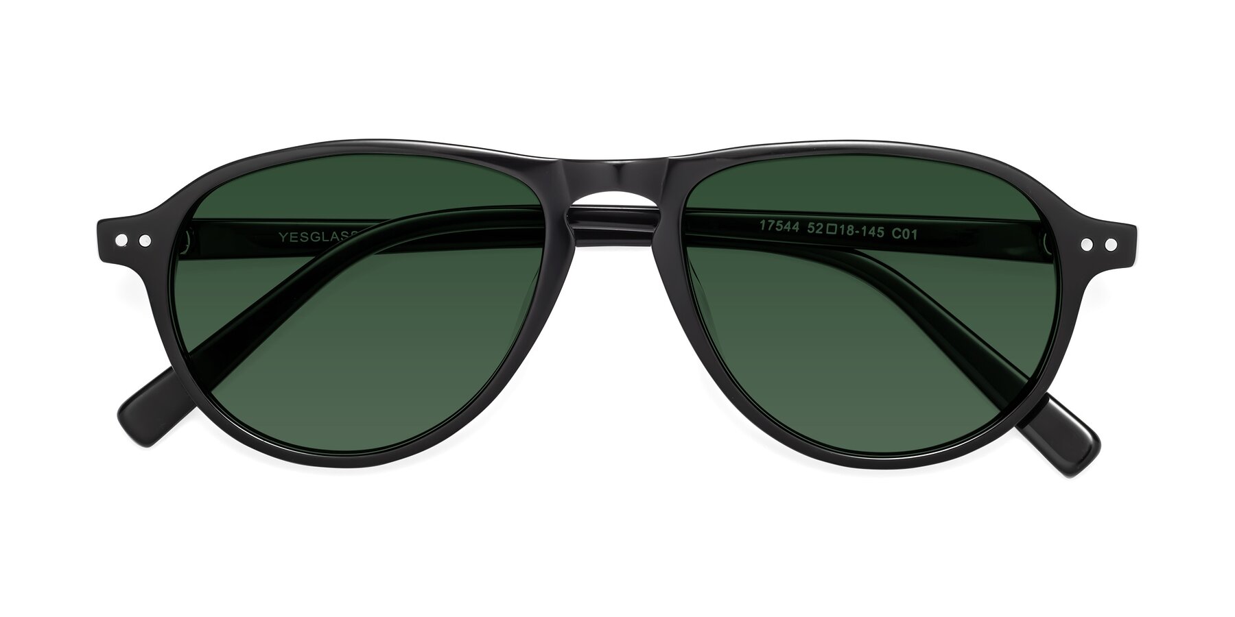 Folded Front of 17544 in Black with Green Tinted Lenses