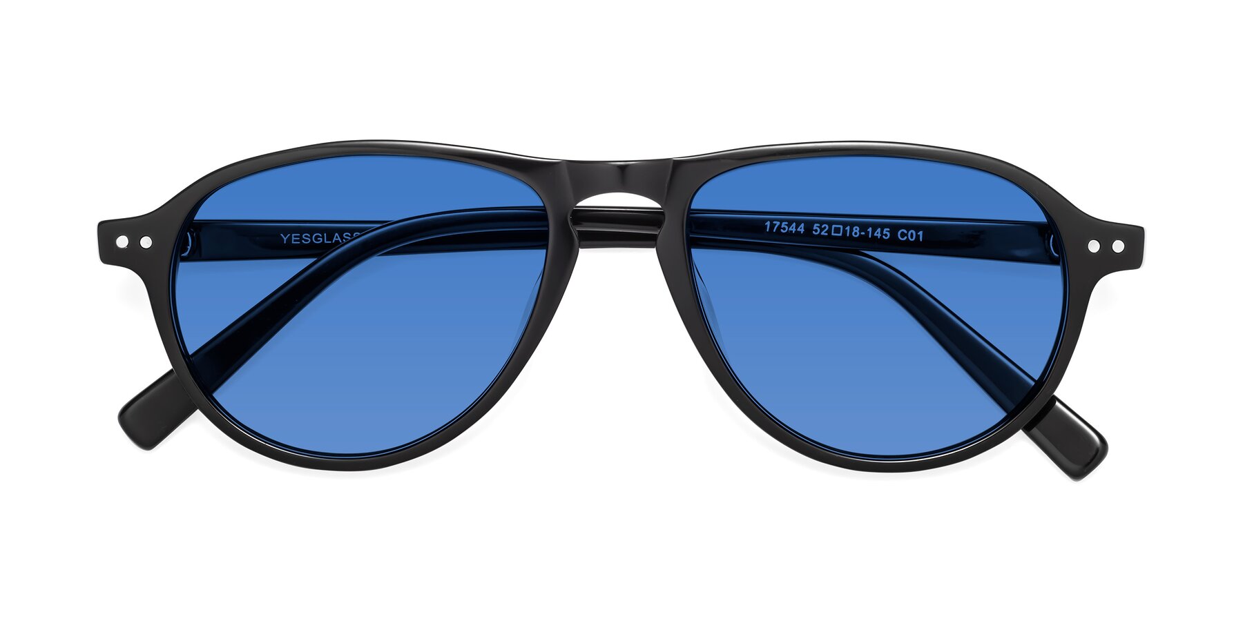 Folded Front of 17544 in Black with Blue Tinted Lenses