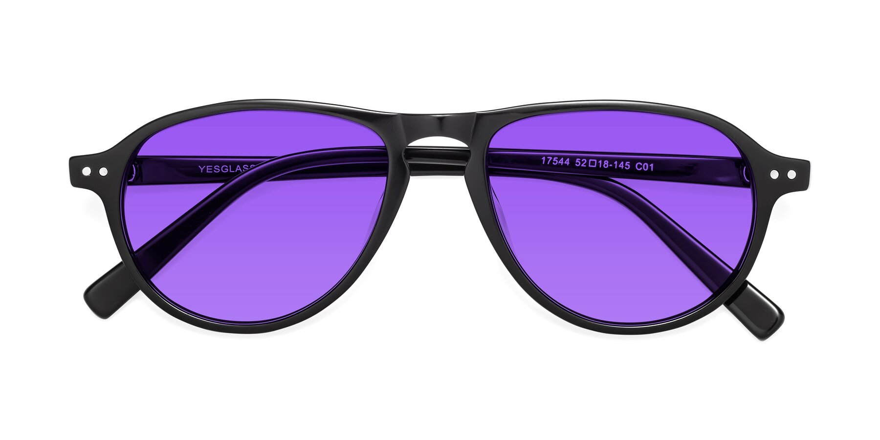 Folded Front of 17544 in Black with Purple Tinted Lenses