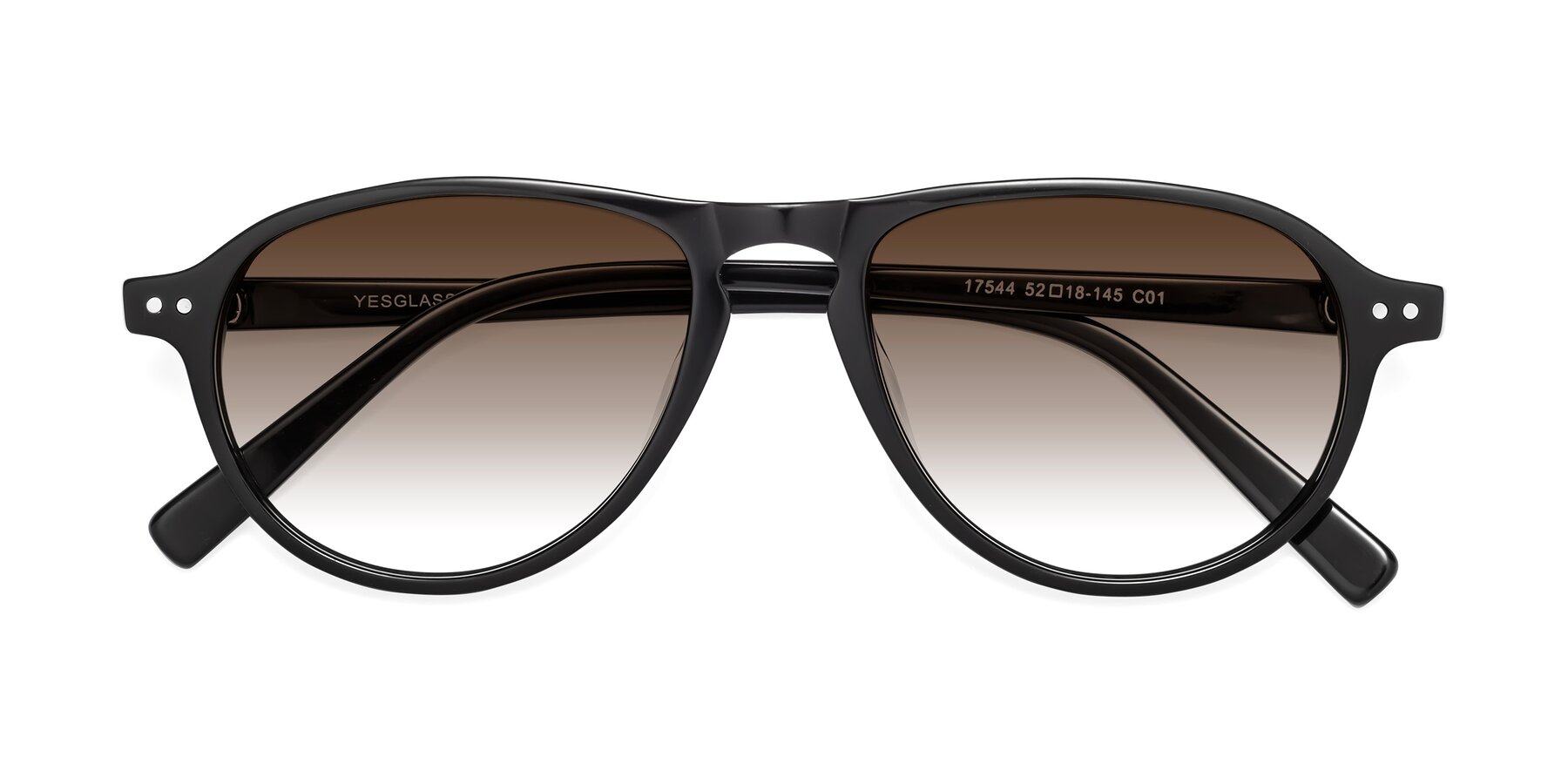 Folded Front of 17544 in Black with Brown Gradient Lenses