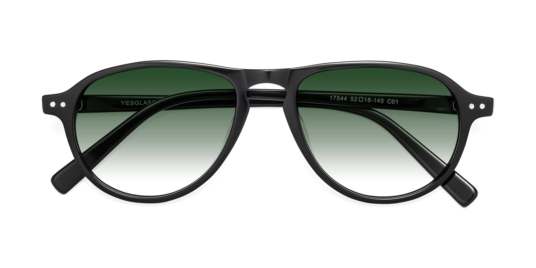 Folded Front of 17544 in Black with Green Gradient Lenses