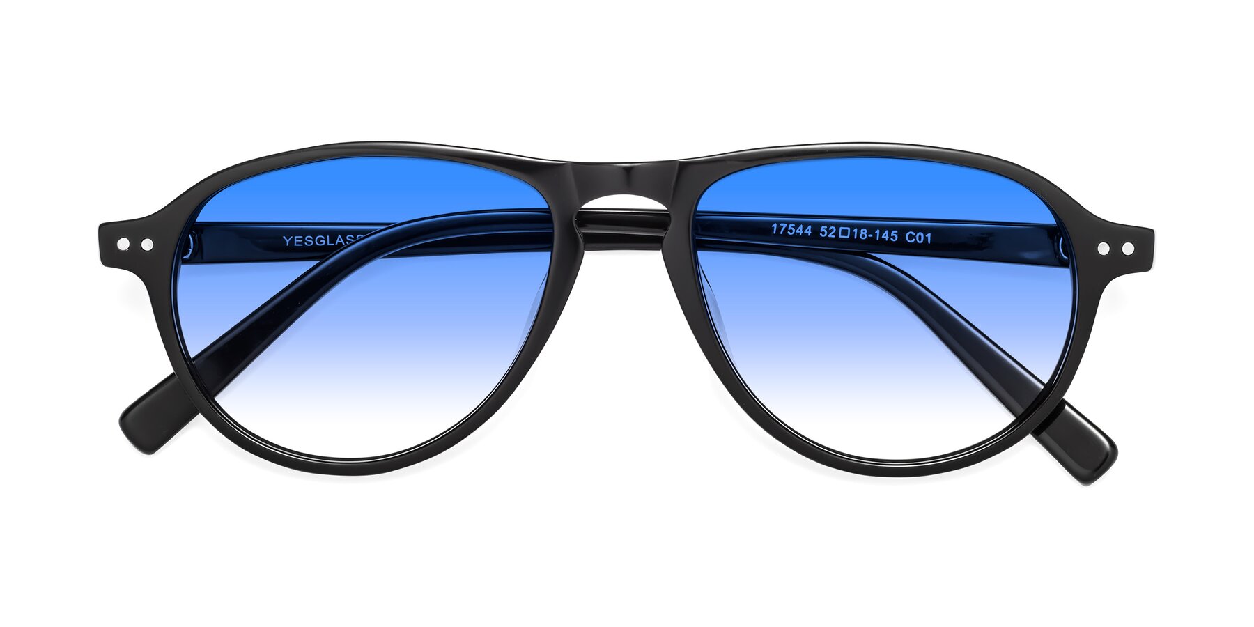 Folded Front of 17544 in Black with Blue Gradient Lenses
