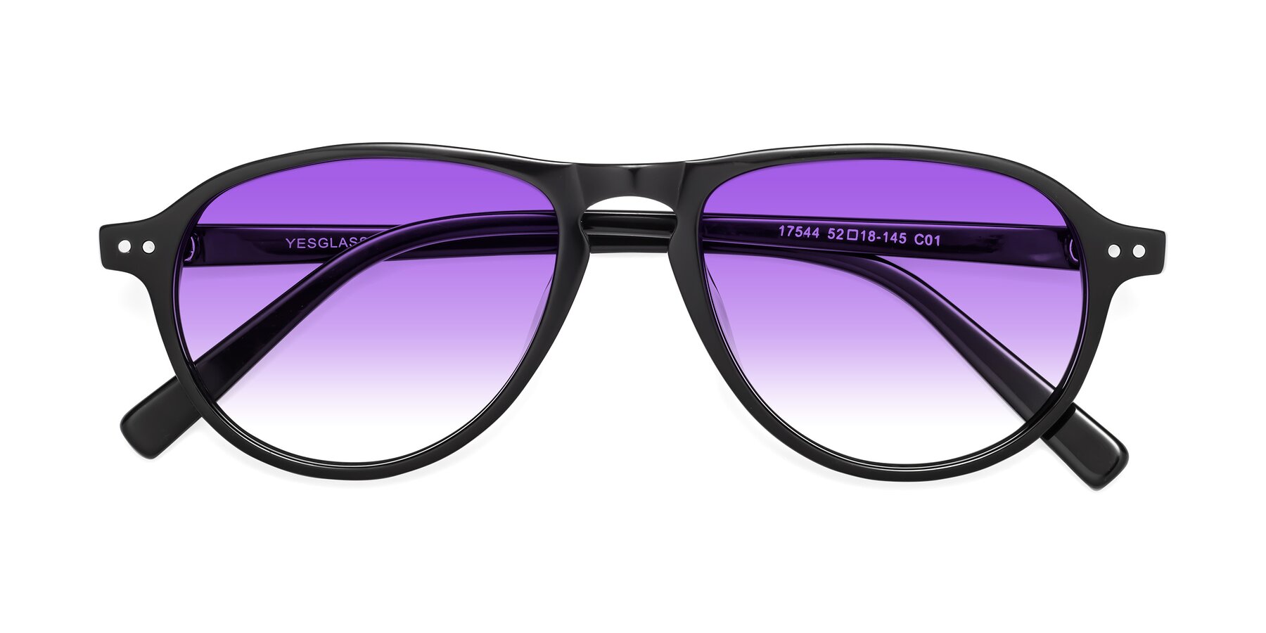 Folded Front of 17544 in Black with Purple Gradient Lenses