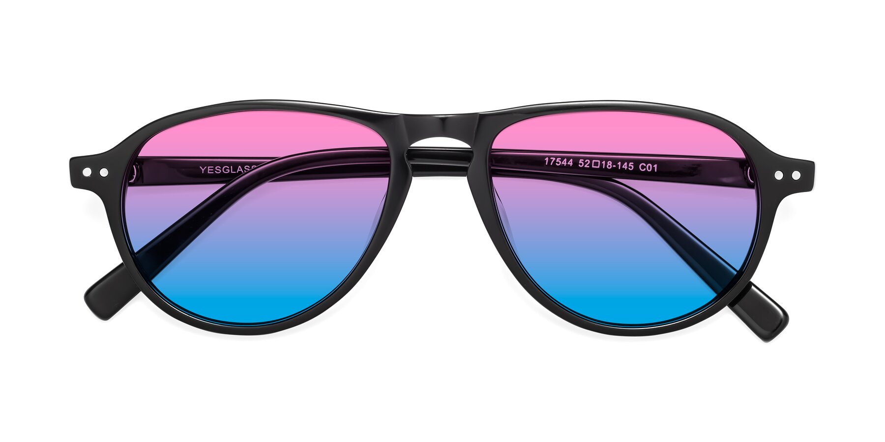 Folded Front of 17544 in Black with Pink / Blue Gradient Lenses
