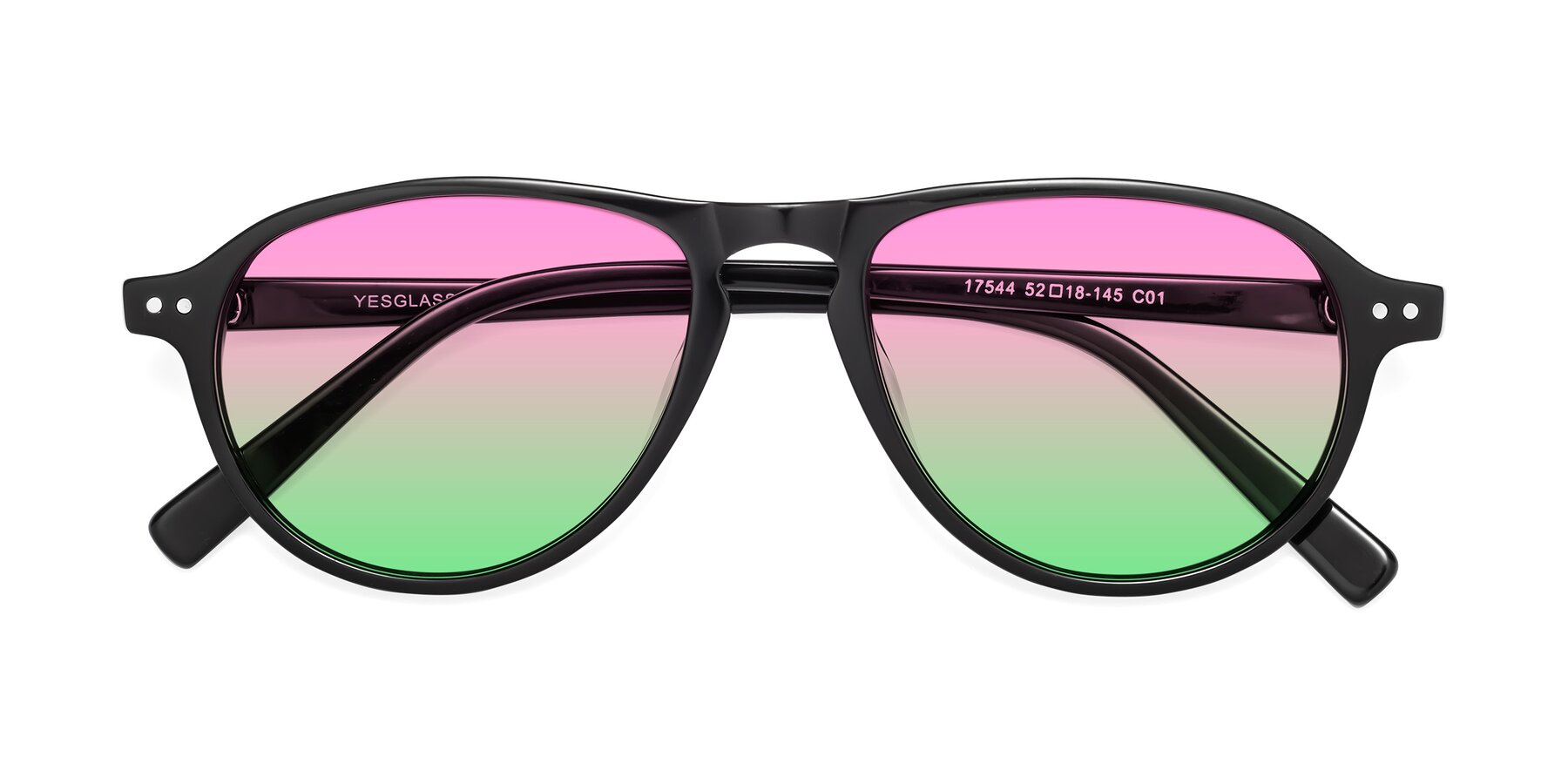 Folded Front of 17544 in Black with Pink / Green Gradient Lenses