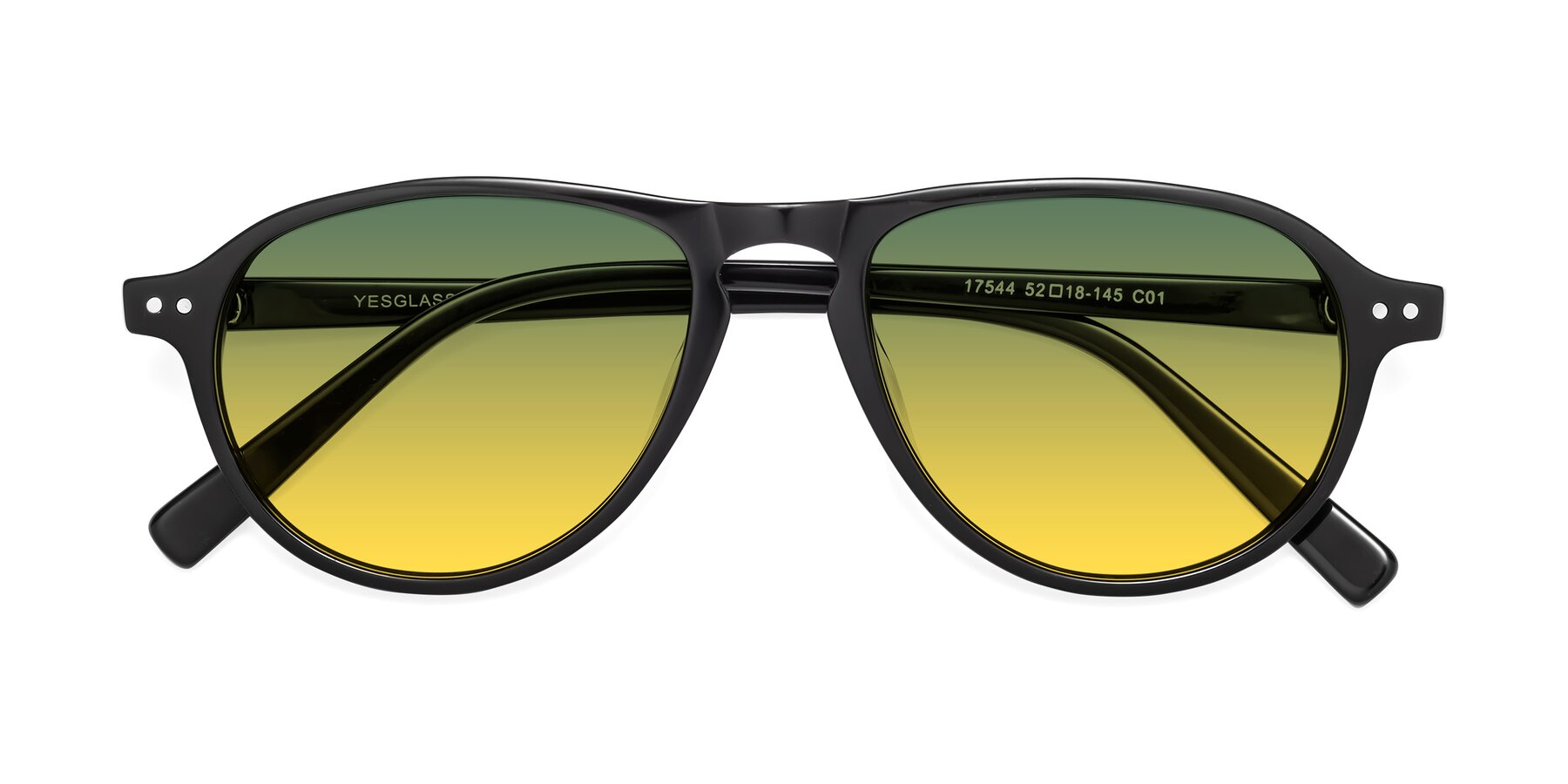 Folded Front of 17544 in Black with Green / Yellow Gradient Lenses