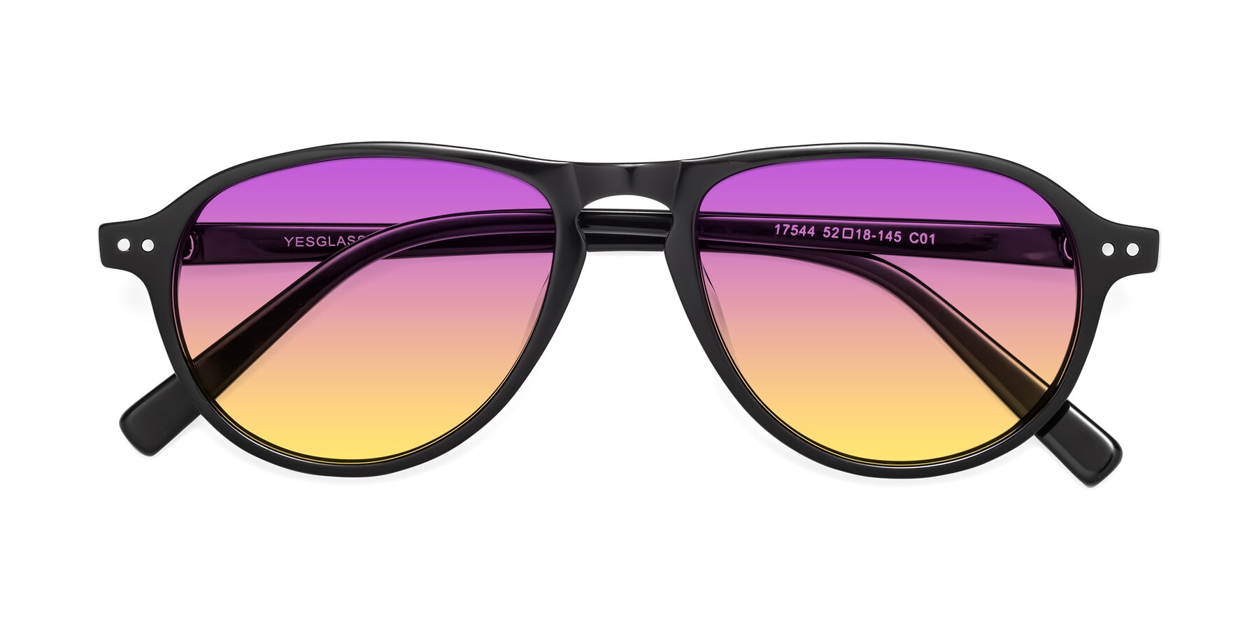 Folded Front of 17544 in Black with Purple / Yellow Gradient Lenses