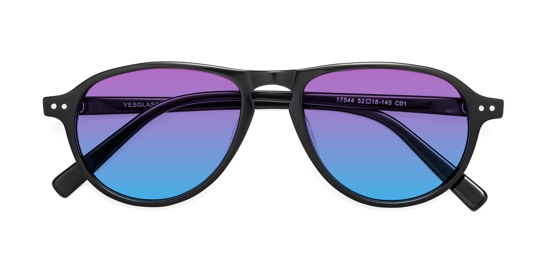 Folded Front of 17544 in Black with Purple / Blue Gradient Lenses