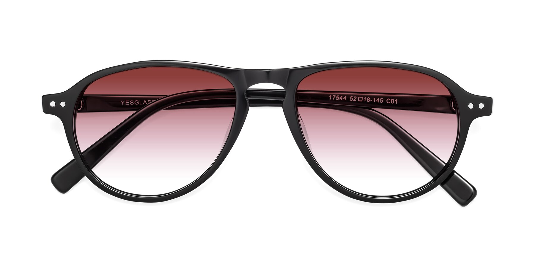 Folded Front of 17544 in Black with Garnet Gradient Lenses