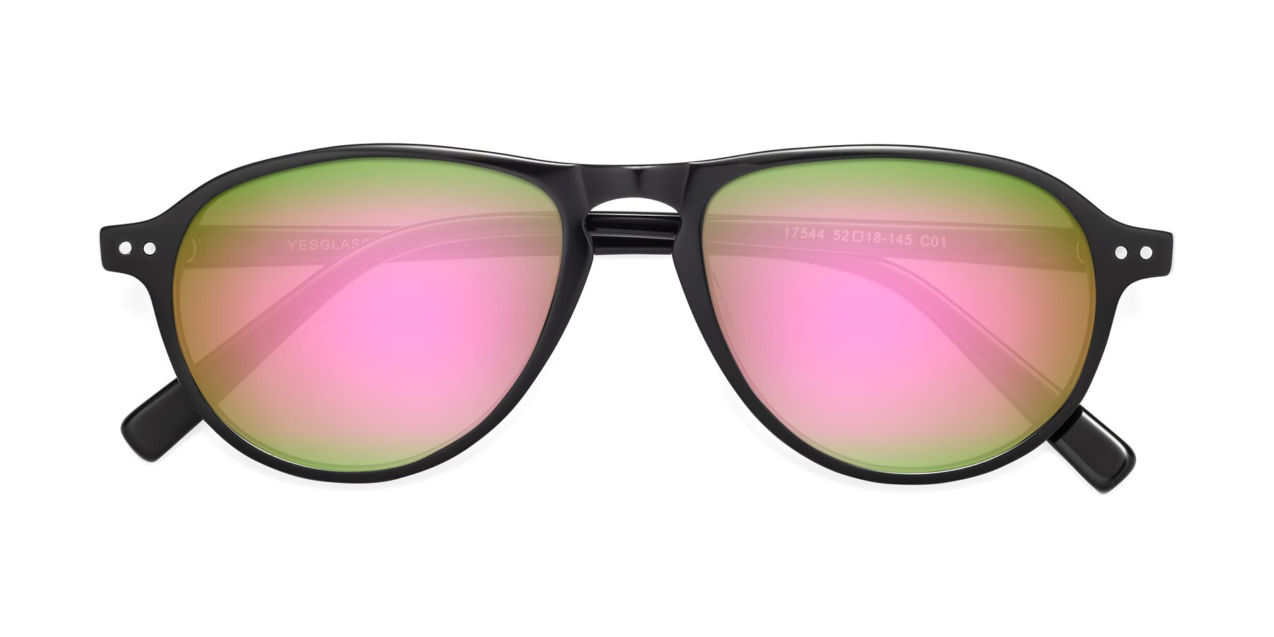 Folded Front of 17544 in Black with Pink Mirrored Lenses