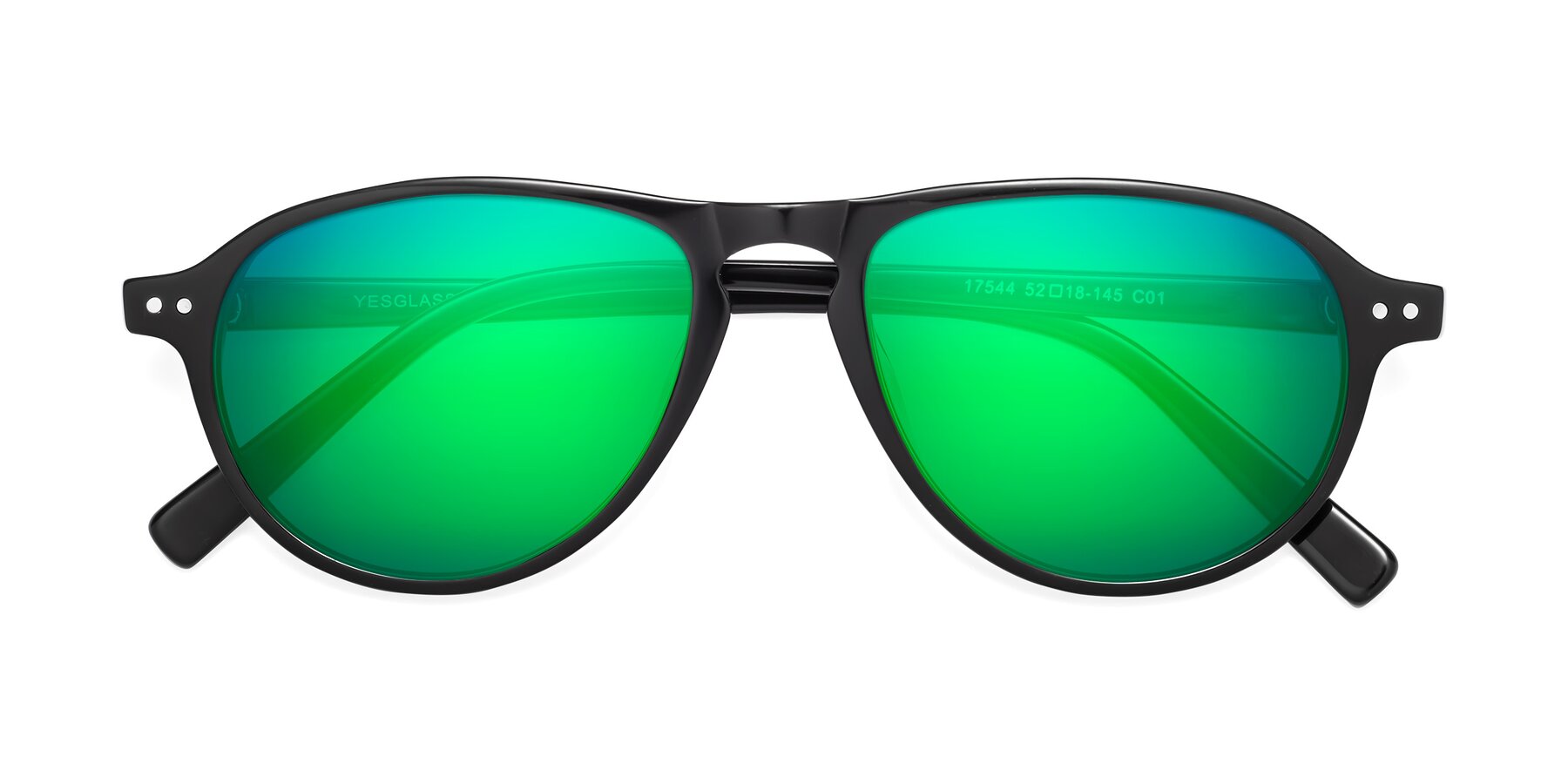 Folded Front of 17544 in Black with Green Mirrored Lenses