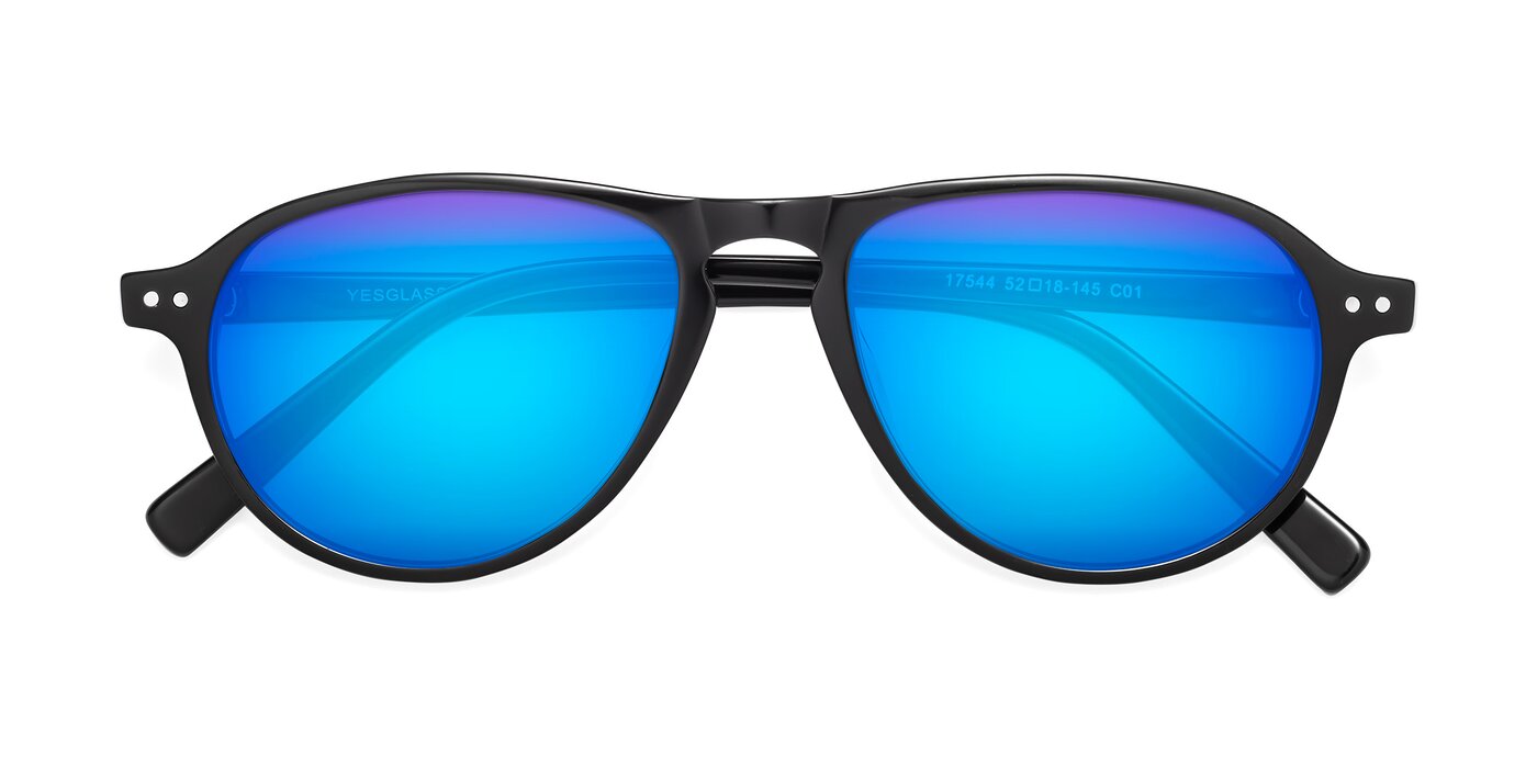 17544 - Black Flash Mirrored Sunglasses