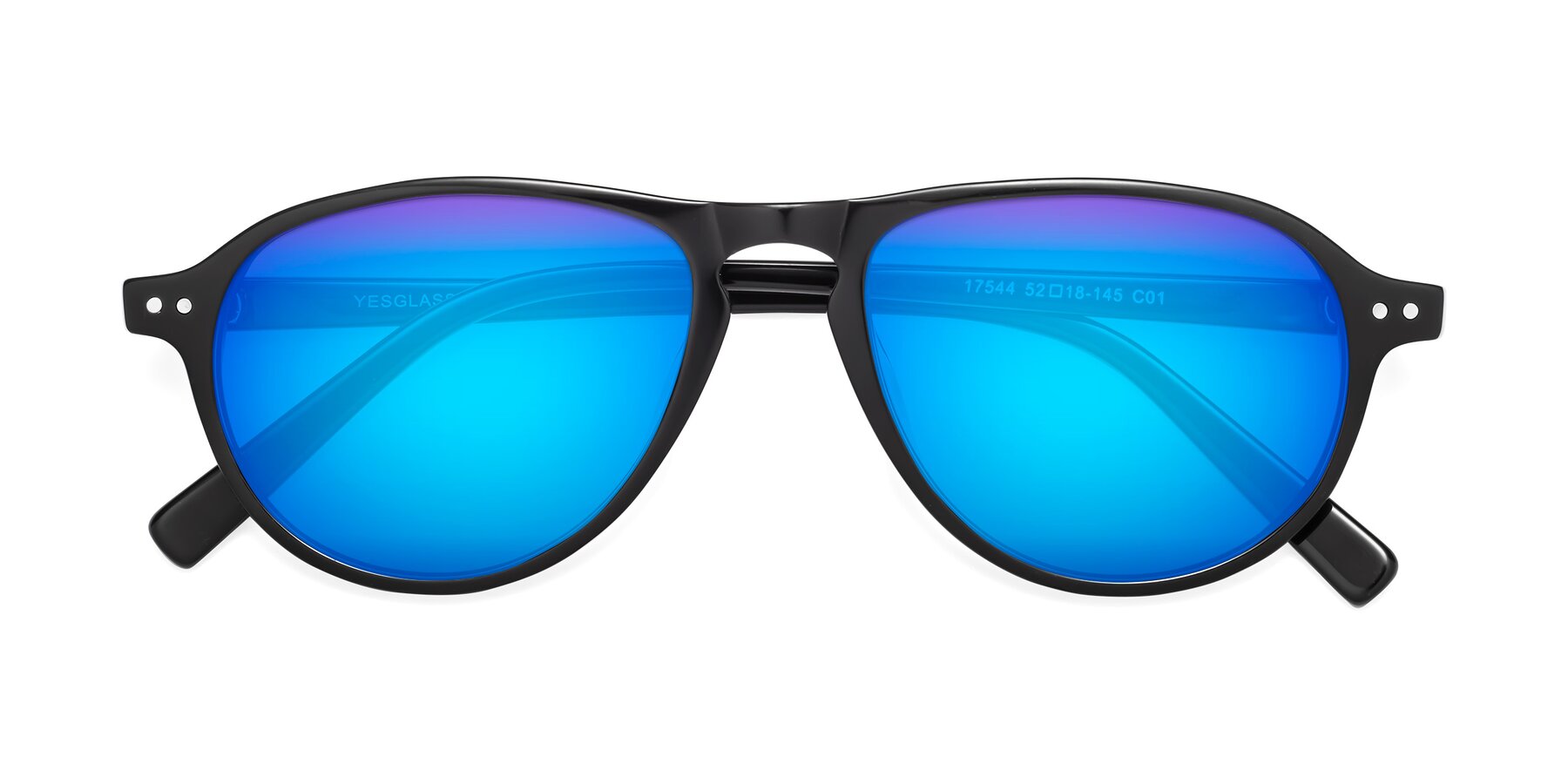 Folded Front of 17544 in Black with Blue Mirrored Lenses