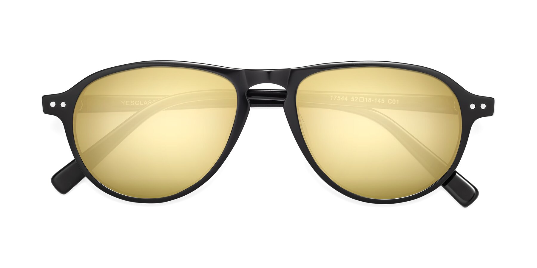 Folded Front of 17544 in Black with Gold Mirrored Lenses