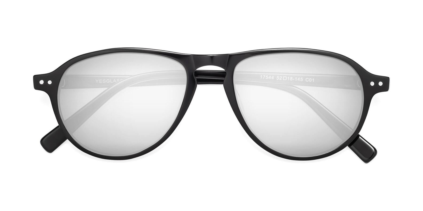 Folded Front of 17544 in Black with Silver Mirrored Lenses