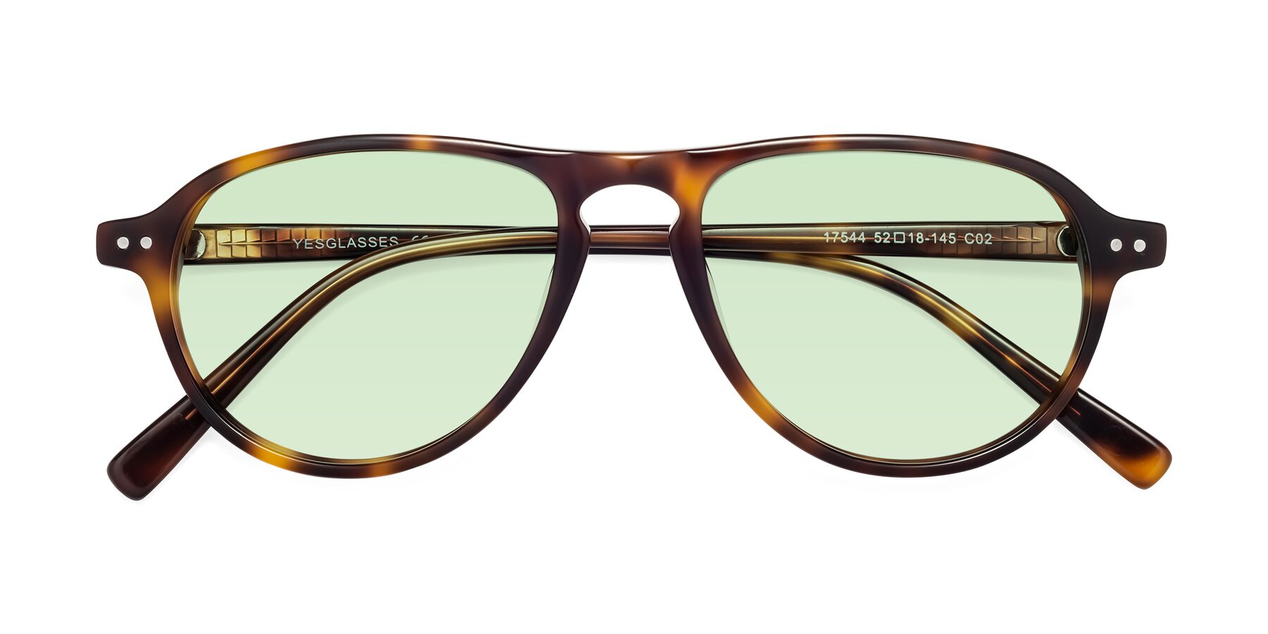 Folded Front of 17544 in Tortoise with Light Green Tinted Lenses