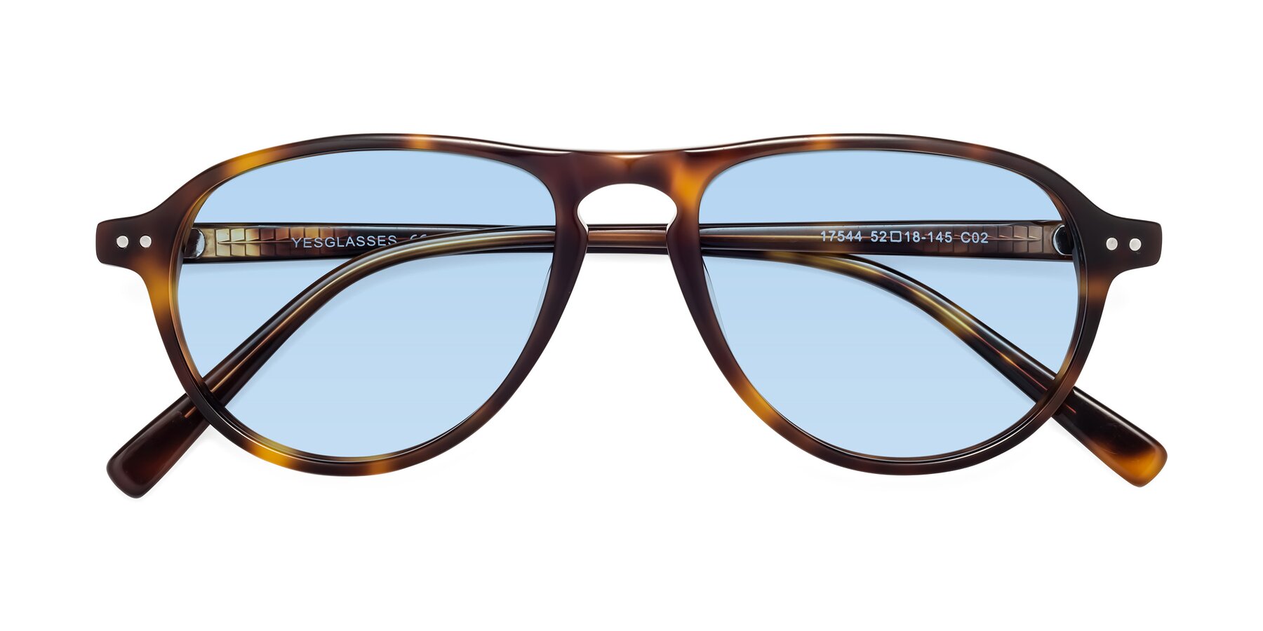 Folded Front of 17544 in Tortoise with Light Blue Tinted Lenses