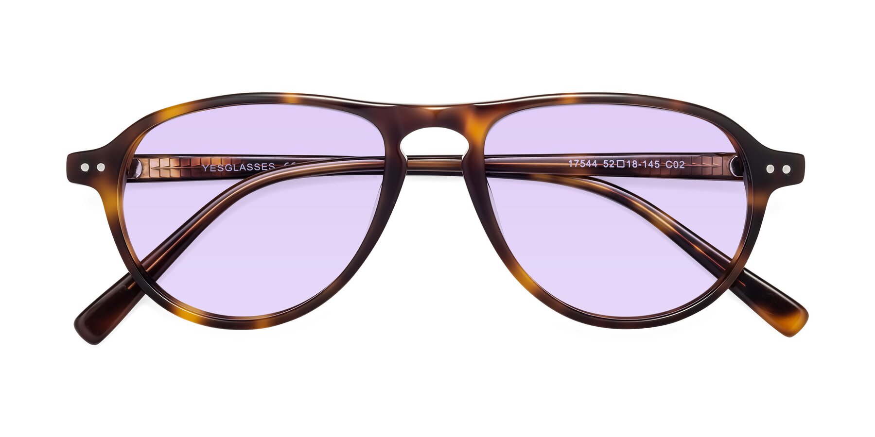 Folded Front of 17544 in Tortoise with Light Purple Tinted Lenses
