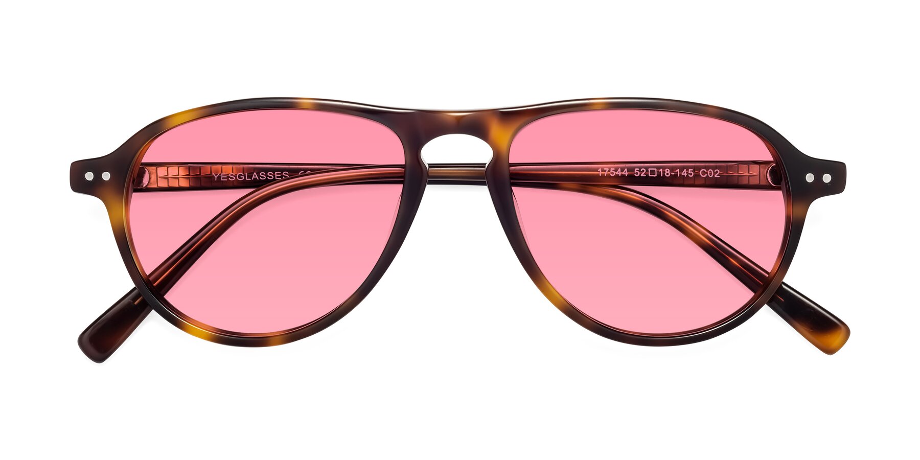 Folded Front of 17544 in Tortoise with Pink Tinted Lenses
