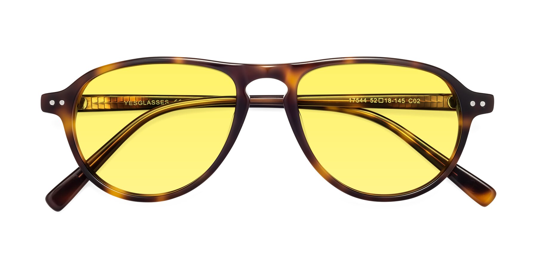 Folded Front of 17544 in Tortoise with Medium Yellow Tinted Lenses