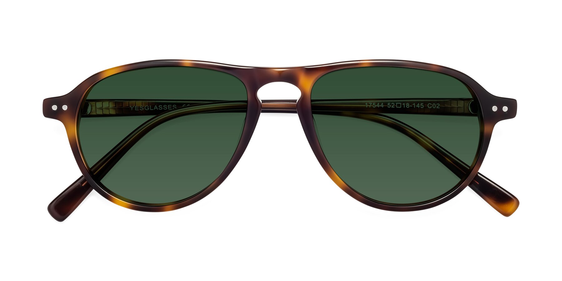 Folded Front of 17544 in Tortoise with Green Tinted Lenses