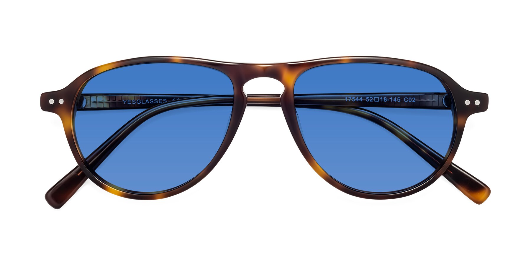Folded Front of 17544 in Tortoise with Blue Tinted Lenses