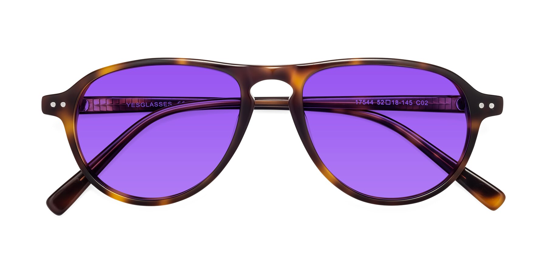 Folded Front of 17544 in Tortoise with Purple Tinted Lenses