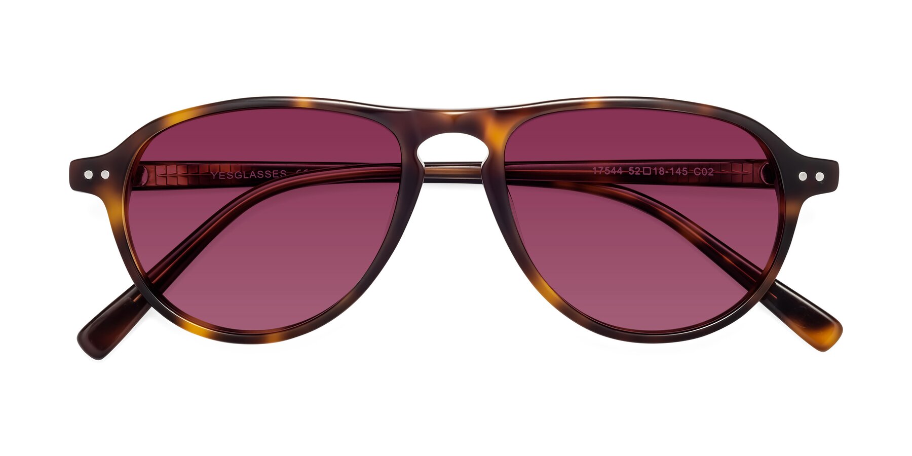 Folded Front of 17544 in Tortoise with Wine Tinted Lenses
