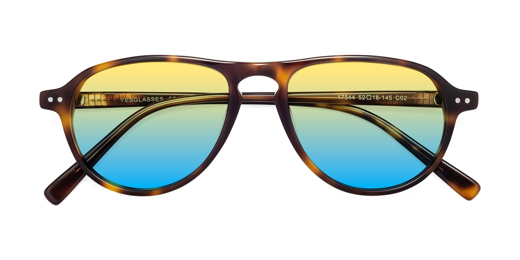 Folded Front of 17544 in Tortoise with Yellow / Blue Gradient Lenses