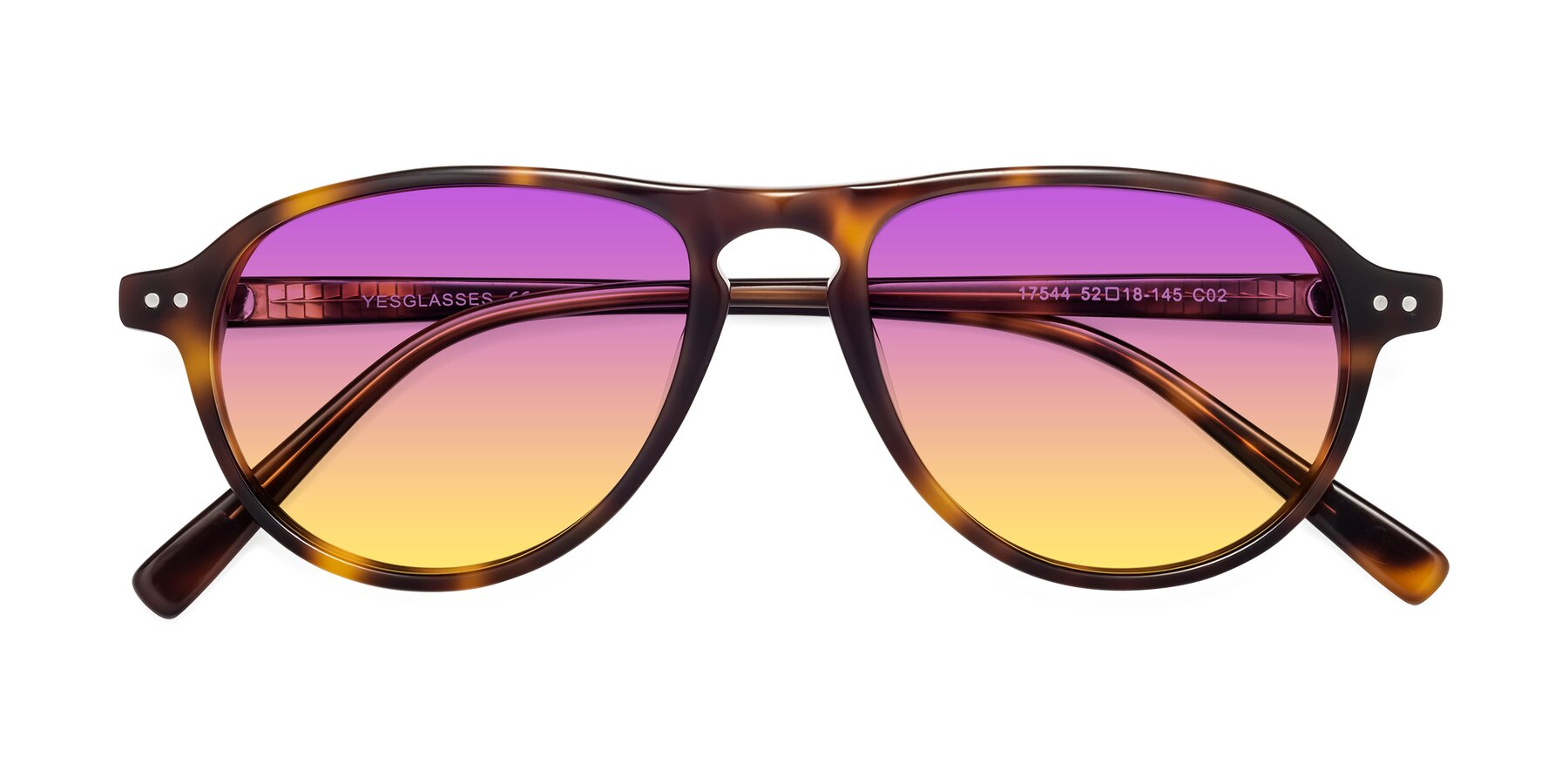 Folded Front of 17544 in Tortoise with Purple / Yellow Gradient Lenses
